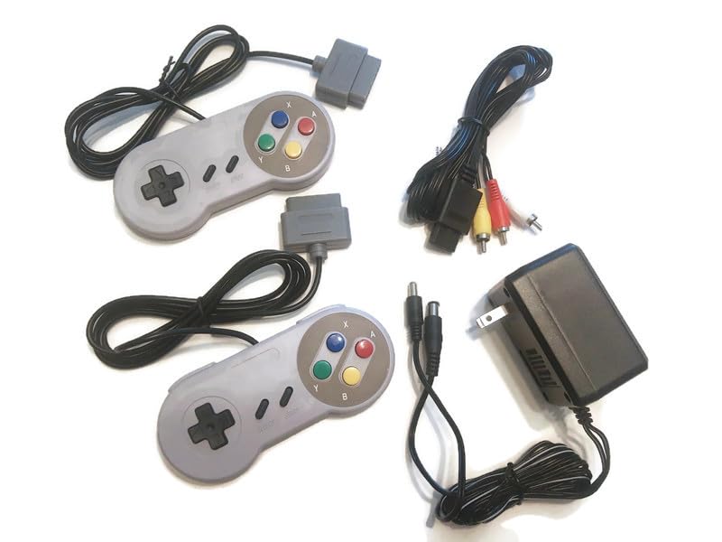 Whip Emotions AC and AV Cables plus 2 10 foot cord controllers compatible for SNES Console