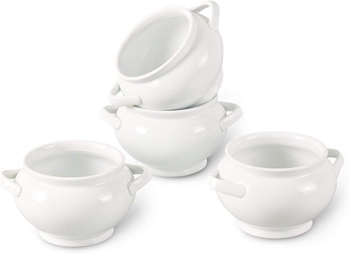 Set of 4 White Porcelain Soup Bowls Amazon.co.uk Home & Kitchen