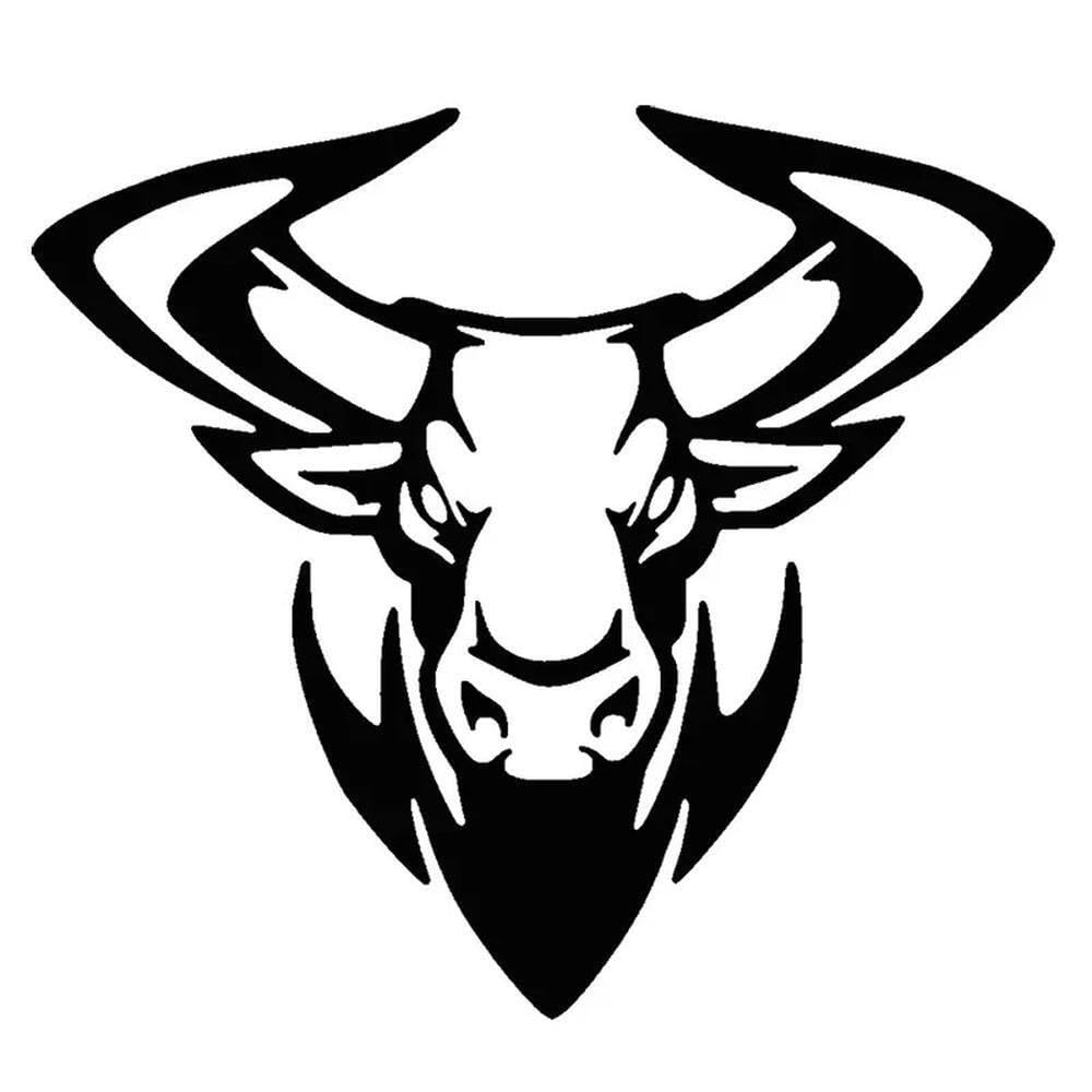 Buffalo Head Bull Horn Car Sticker Auto Body Bumper Windows Vinyl Film Decal(Glossy Black,20x17cm)