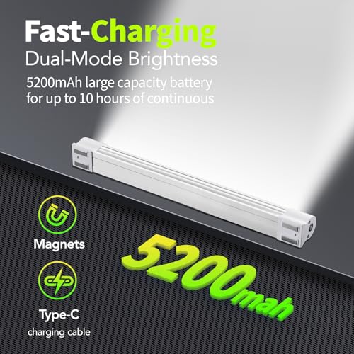 Image of LETOUR LED Tube Magnetic Light Work Lights 4000Lumens 5 Lighting Options Camping Lantern USB Rechargeable Portable Battery Powered Lights with 4 Magnets Endurance for 60 Hours