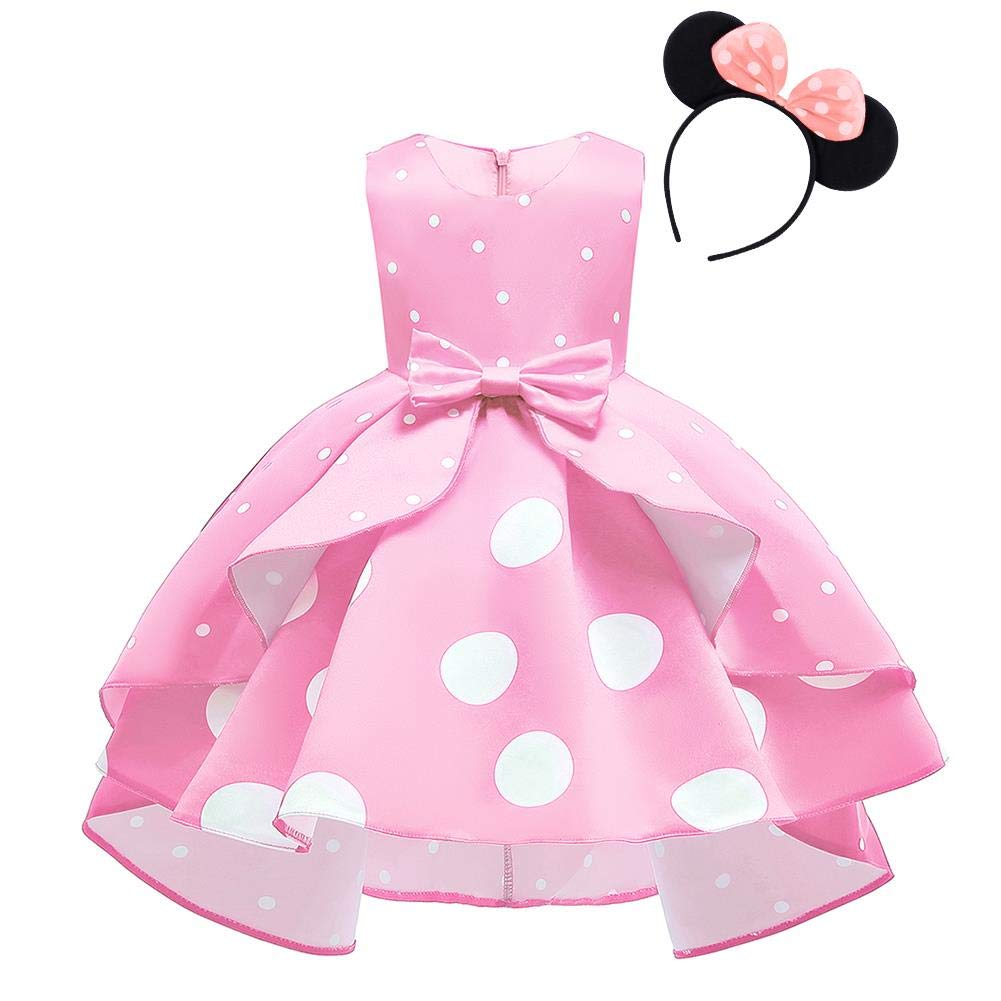 IWEMEK Girls Polka Dot Halloween Christmas Princess Party Cosplay Pageant Fancy Costume Tutu Birthday Dress up+Ears Headband