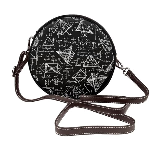 Sac à bandoulière rond style mathématique en cuir végétalien pour vos sorties