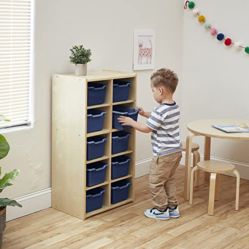 Ecr4Kids Streamline 10 Cubby Tray Cabinet With Scoop Front Storage Bins, 5X2, Classroom Furniture, Navy #TOP7
