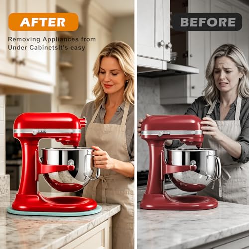 Image of Mixer Slider for Kitchen Aid 5-8 Qt Bowl Lift Stand Mixer, Kitchen Appliance Wood Sliding Mat Countertop Storage Attachments, Mixer Accessories Sliding Tray Moving Board for Kitchen Aid, Blue