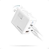 GAROGYI USB C Charger 65W, 3 Ports GaN Fast Charger Block, Compact Foldable Wall Charger with USB-C Cable for iPhone 16 Pro Max, iPad, MacBook Pro/Air,Galaxy S24,Dell XPS 13,Pixel 8 and More (White)