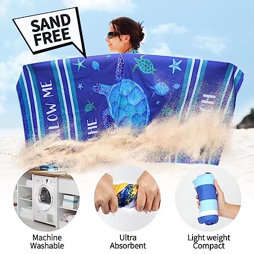 2 Pack Microfiber Oversized Lightweight Beach Towel for Adults Women Men, Reversible 71\" x 32\" XL Extra Large Thin Quick Dry Sand Free Pool Towels for Travel Sport Swimming Camping Picnic Yoga Gym - Thumbnail 3
