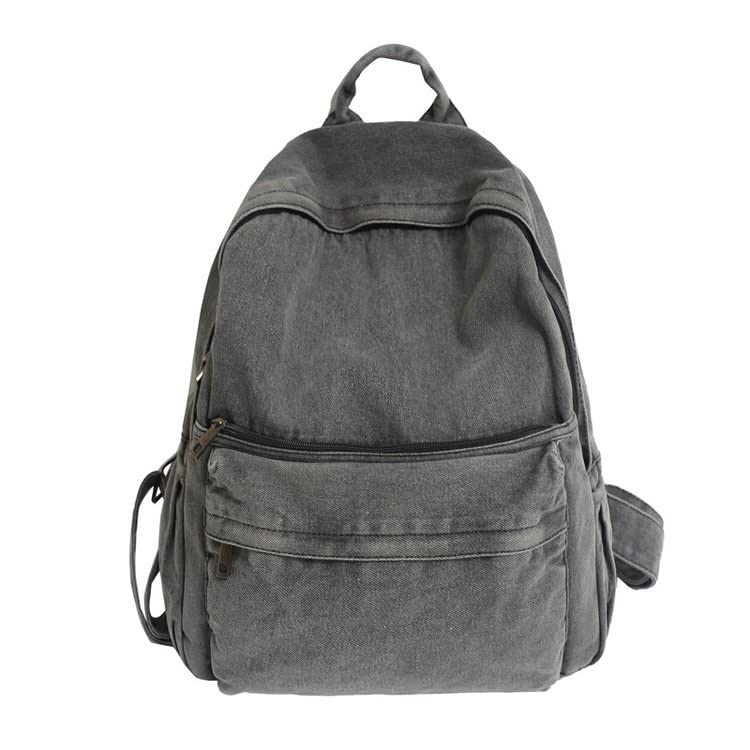 TYHOTULY Mochila jeans de viagem leve vintage mochila Y2K mochila multiuso ajustável bolsas de ombro para mulheres e homens, Cinza, Clássico