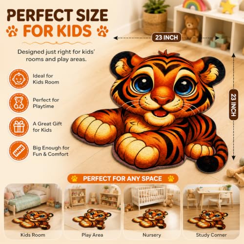 Image of Lion Shape Door Mat for Home Entrance | 3D Animal Floor Mat | Anti-Slip Washable Rug | Soft Decorative Welcome Mat for Living Room, Bedroom, Kids Room & Entryway (23 x 23 Inch)