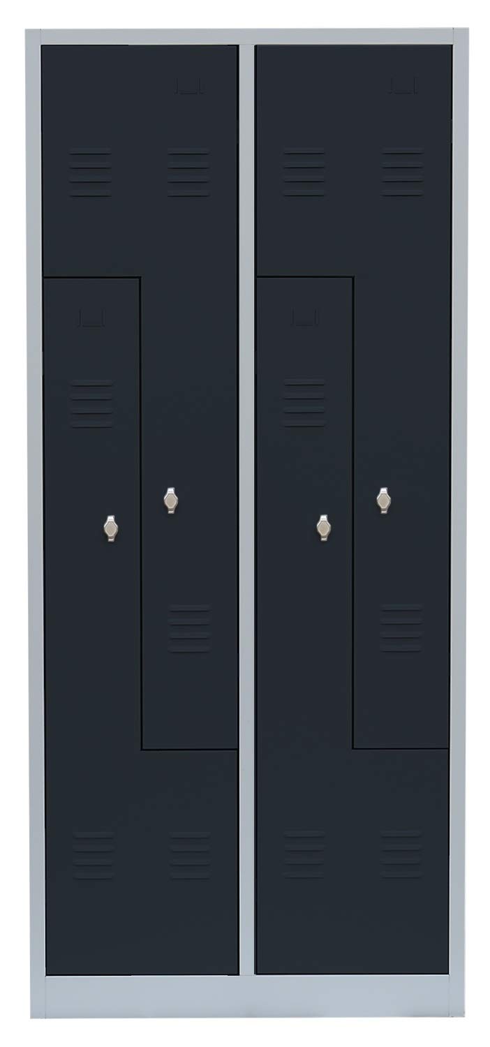 Lüllmann Spind komplett montiert Spint 4er Z-Spind Umkleide Stahl Kleiderschränke Garderobenschrank 525118 Anthrazit (H x B x T): 1800 x 800 x 500 mm