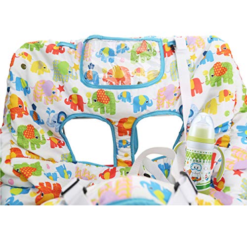 UNKU Shopping Cart Cover, High Chair Covers for Baby, 2-in-1 360° Protection with Soft Cotton and Beautiful Pattern, Machine Washable, Wonderful Gifts for Mom, Cozy White