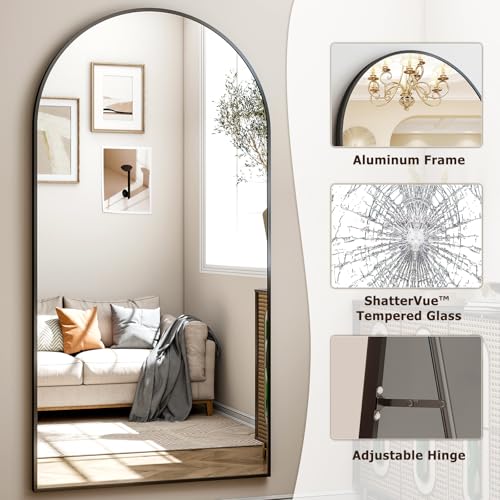 41"x81" Extra Large Arched Full Length Mirror - Leaning Mirror Arch Wall-Mounted Mirrors - Aluminum Alloy Frame Modern Simple Home Decor - for Living Room Bedroom Cloakroom