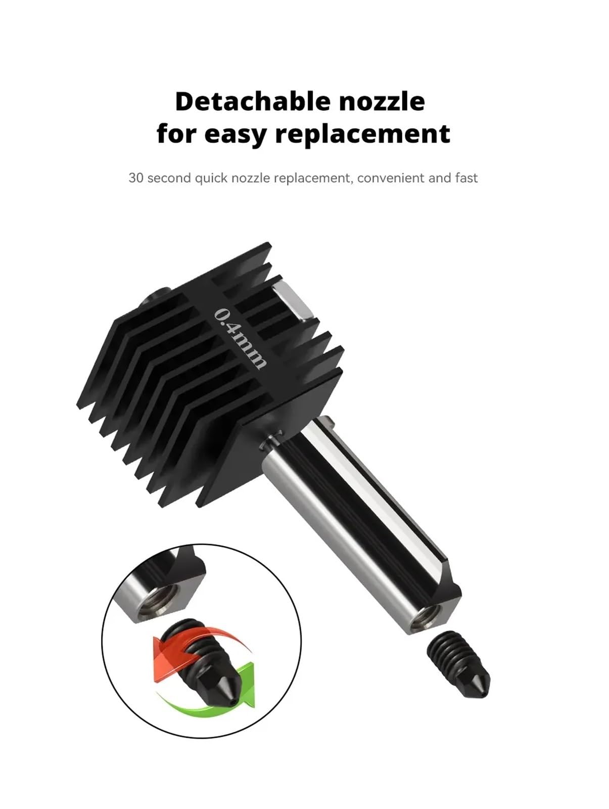 Düsen for A1/A1 Mini-Düse 0,2,4,6,8 mm Düse aus gehärtetem Stahl for 1 Upgrade-Hotend-Kit 3D-Drucker(10 (PCS),0.4mm)