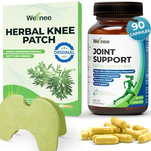 Wellnee Knee & Joint Wellness Bundle – Herbal Patches (10 pcs) & Support Capsules (90 servings)