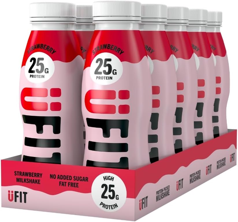 โ 25g Protein Shake (10 x 330 ml) - Strawberry Flavour - High Protein - Fat Free - No Added Sugar - Ready to Drink - Gut Friendly - Packaging May Vary
