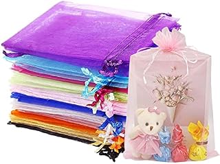 Esteopt 15 x 20 cm Organza Bags, Colourful, Large, Gift Jewellery Bags, for Wedding Favours, Pack of 50