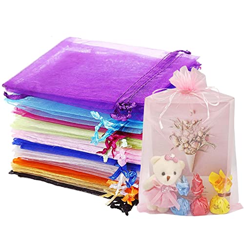 Esteopt 15 x 20 cm Organzasäckchen Bunt Groß Organzasäckchen Geschenk Schmuckbeutel Geschenkbeutel Schmuck Säckli Für Hochzeitsbevorzugung (50)