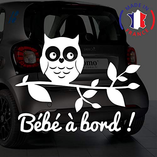 Sticker bébé à bord pour voiture Chouette blanc 20 cm - Anakiss