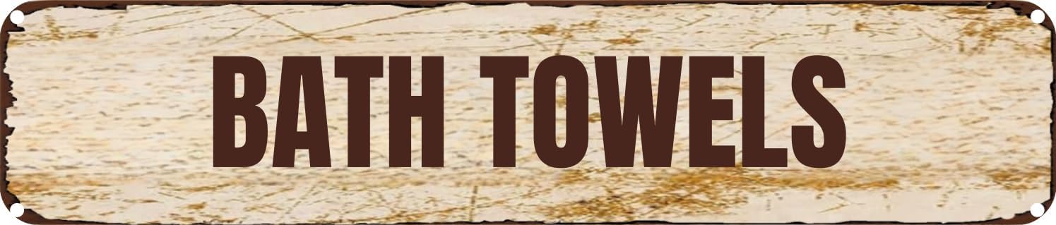 Vintage Tin Sign Retro Metal Wall Decor BATH TOWELS Rustic Aluminum Plaque for Home,Bar,Kitchen,Garage,Man Cave 4x16 Inch