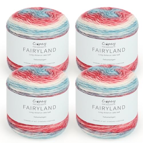 Filato morbido con sfumature di colore: questo filato colorato viene fornito con quattro gomitoli da 100g ciascuno. Il filato è disponibile in splendidi colori ed è perfetto per una vasta gamma di lavori a maglia o uncinetto. Dimensione ago consigliata: da 2,5 a 4,0 mm.