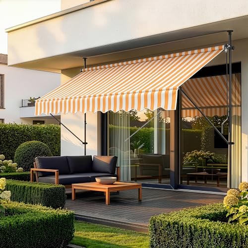 pro.tec Store Banne Manuel Rétractable pour Terrasse Marquise Soleil de Balcon Auvent Téléscopique Hauteur et Inclinaison Réglable sans Perçage Acier...