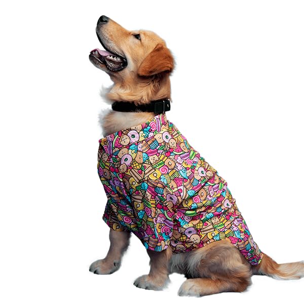 Image of Ezra Polyester Blend Dog Shirt - Candy, Large | Lightweight & Breathable Outfit for Dogs | Stylish & Comfortable Pet Clothing and Outings
