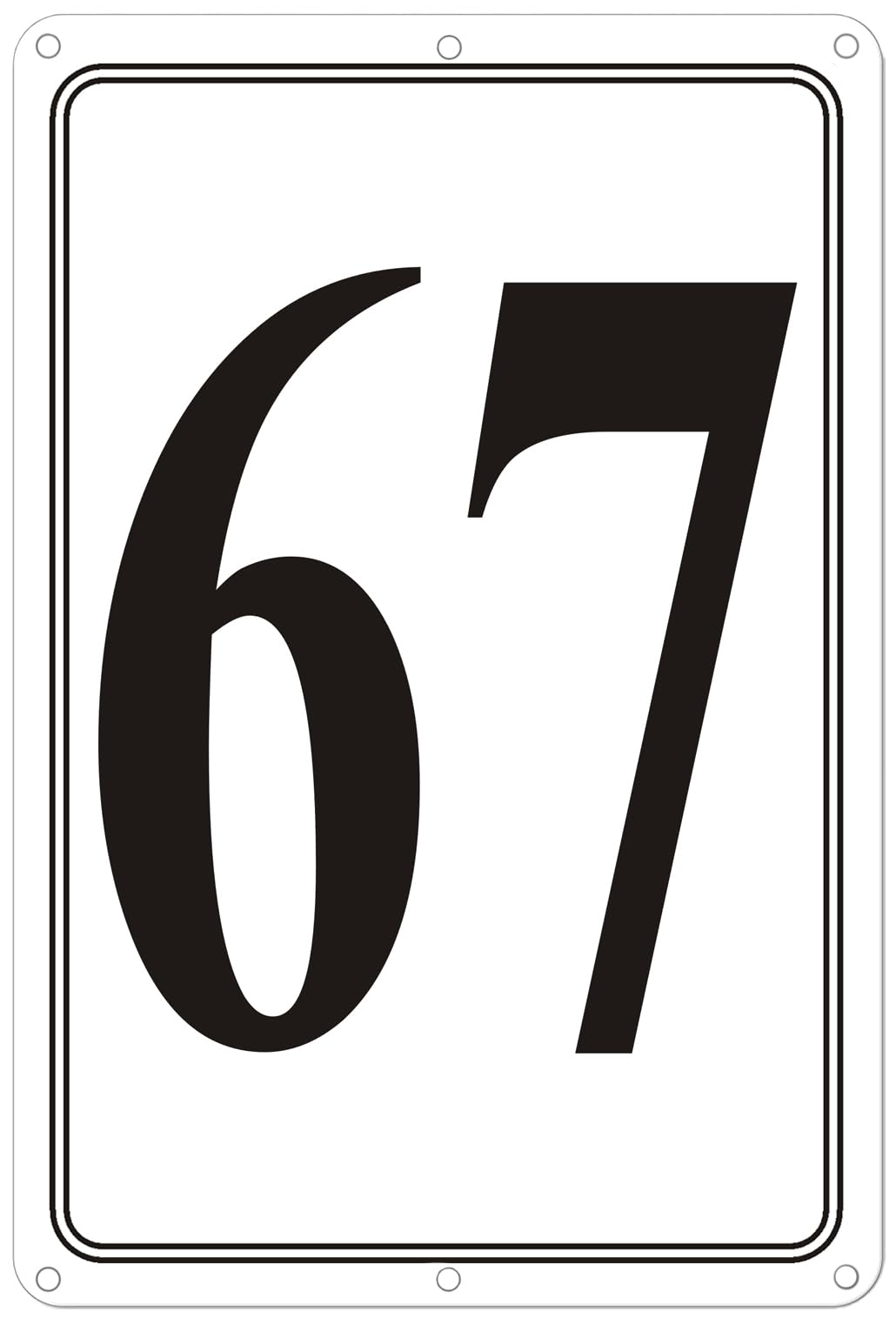 Premium Aluminum Number Signs 67, Metal 12" X 8" Numbered Signs Outdoor for Parking Lots, Floor, Dock, Court, Aisle, Field, High Visibility, No Fade, Weather-resistant
