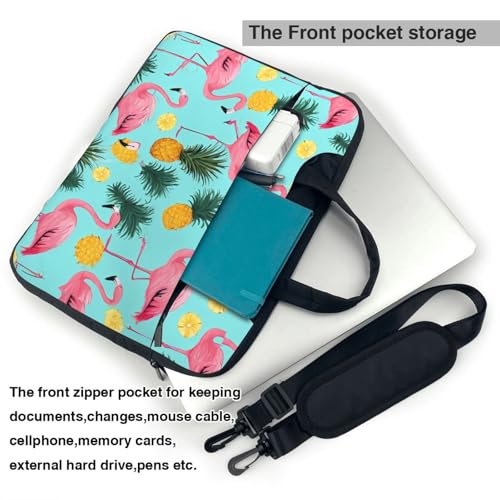 Funda delgada para laptop con correa y estampado flamenco miniatura 2