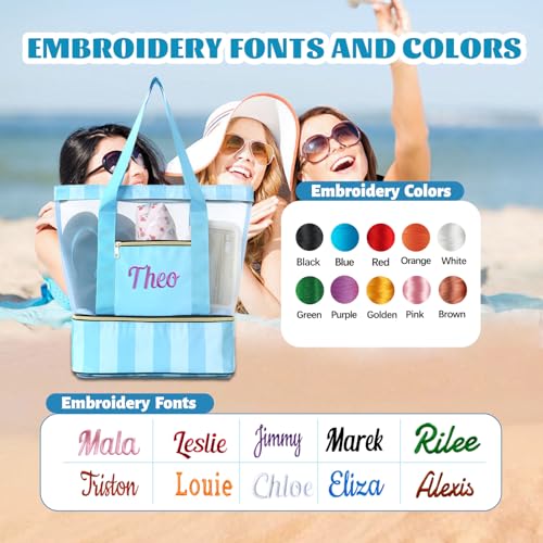 Ulico Personalzied Insulated Beach Bag,Custom Cooler Tote Bag Compartment,Detachable Picnic Pool Bag with Zipper for Women2