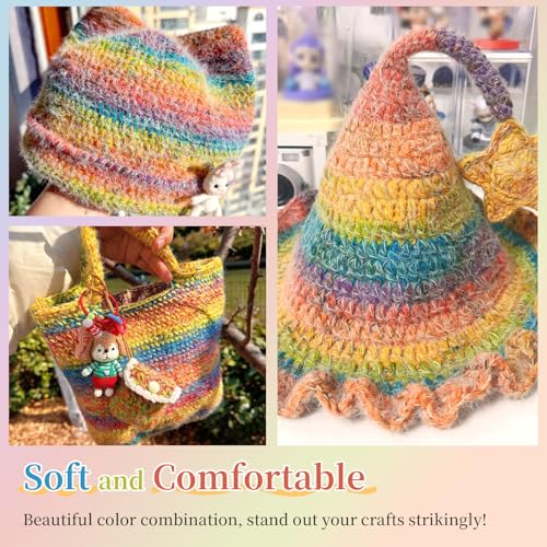 Image of Aeelike Ombre Yarn for Crocheting, 4 PCS Colorful Gradient Yarn #4 Medium, Each 190g(6.7 oz) 400m(437.5 Yards) 71% Acrylic 29% Nynon, Soft Cake Crochet Yarns for Blanket, Scraves, Sweaters, Color A