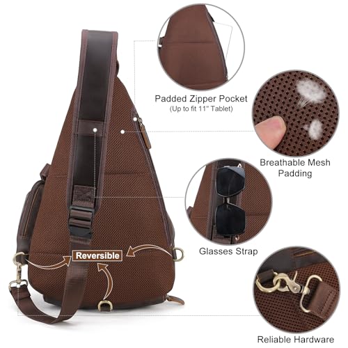 TIDING Full Grain Leather Sling Bag