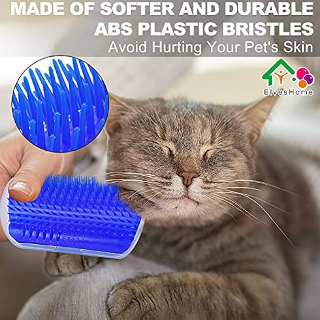 Cat Grooming Brush 4 Set, Self Groomer, Slicker Brush Tool for Shedding, Pet Grooming Supplies for Short Long Hair Cats-dhXwQ812