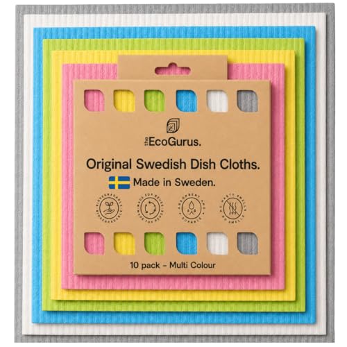 Swedish Dishcloths 10 Pack Multi Colour Biodegradable Made in Sweden