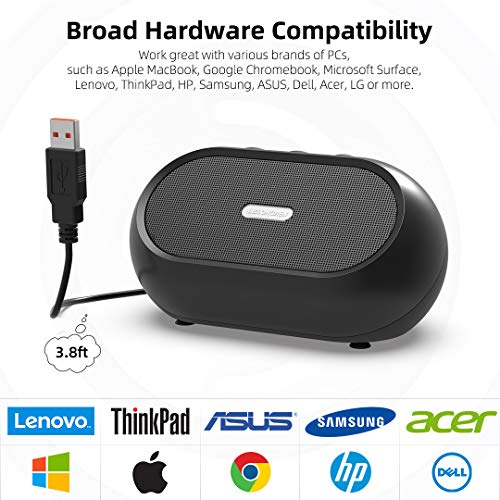 USB Computer Speaker, PC Speaker for Laptop & Desktop Computer, Portable Small Sound Bar with Higher Quality Sound, Louder Volume & Richer Bass – Upgraded with Volume Control