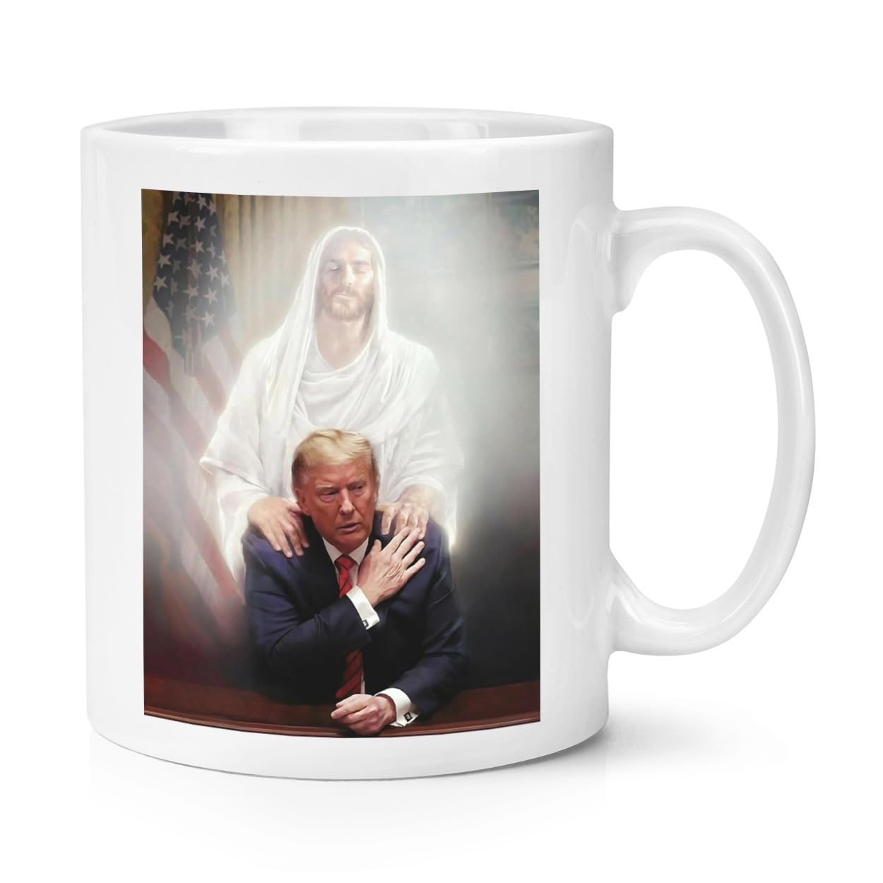 Donald Trump Jesus Watching Over Him 10oz Mug Cup Not Guilty MAGA Funny 2024