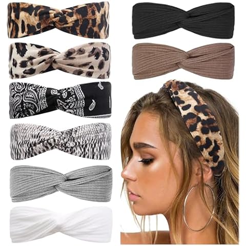 Huachi Boho Cheetah Print Headbands 8-Pack Cover