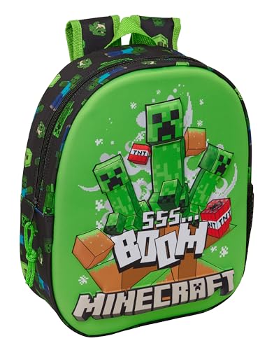 MINECRAFT Mochila escolar, com design 3D, ideal para crianças de diferentes idades, confortável e versátil, qualidade e resistência, 27 x 10 x 33 cm
