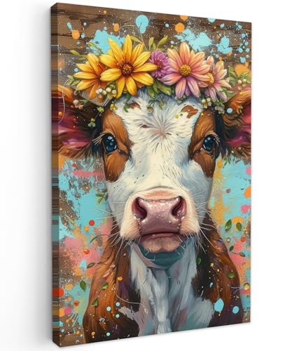 MuchoWow© Impression sur Toile Photo Peinture 20x30 cm Tableau Decoration Murale Chambre Salon Maison Deco Cuisine Vache - Graffiti - Animaux - Fleurs -...