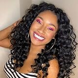 Saypeds 7 Packs Curly Crochet Hair for Black Women 14 Inch GOGO Curl Crochet Hair Deep Ocean Wave Crochet Hair Synthetic Bohemian Crochet Braids(14 inch, 1B)