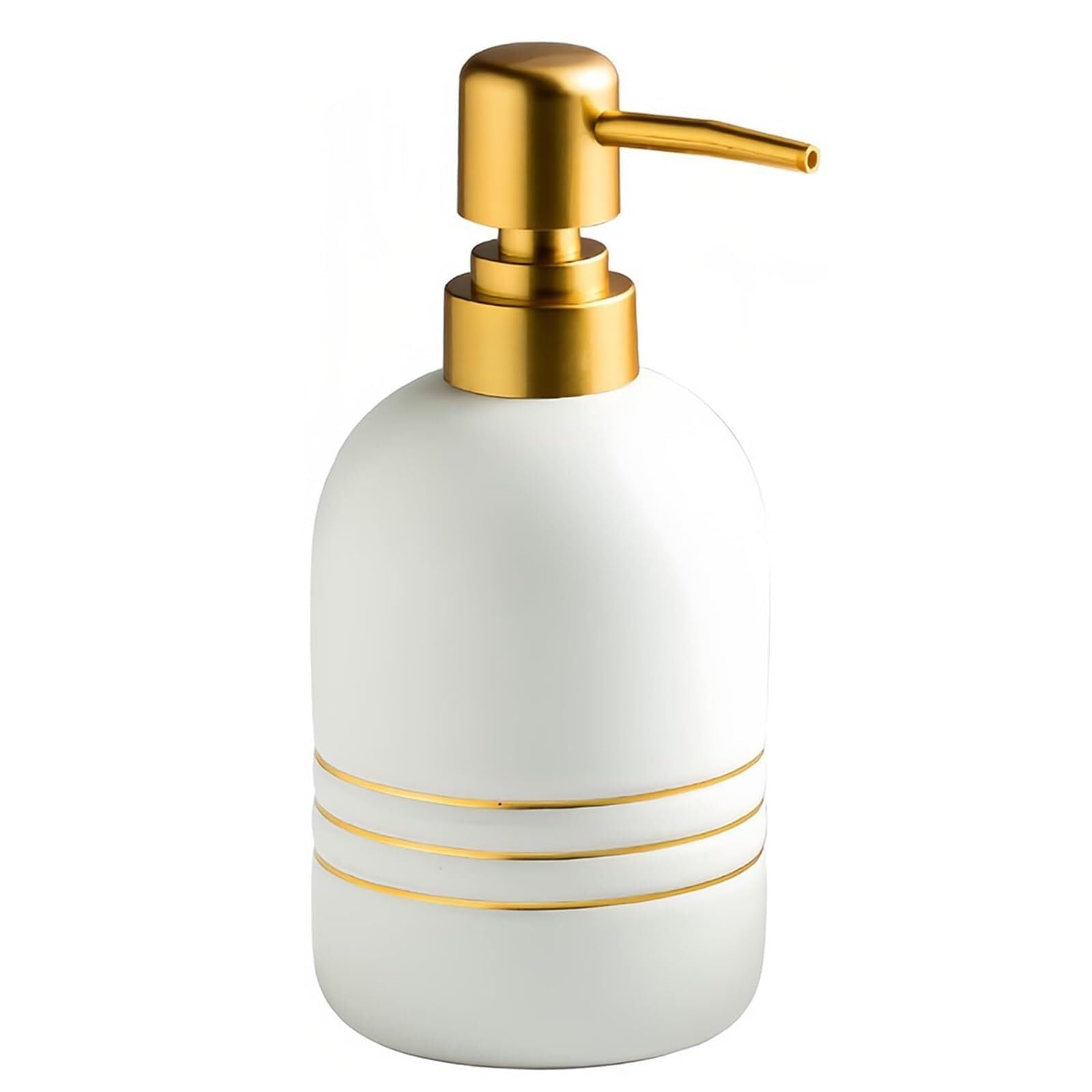 Qyleee White Hand Ceramic With Pump Refillable Lotion For Bathroom Vanity Countertop Dish For Bathroom(White)