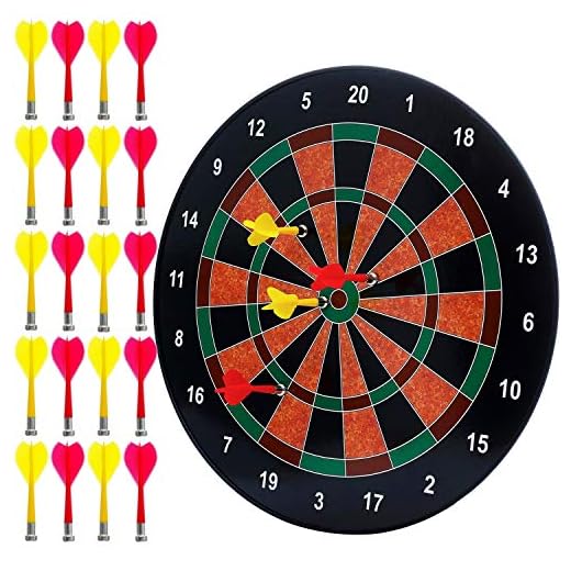 Magnetic Dartboard Set with 20 Darts - 16 Inch Dart Board - Safe for Kids and Adults - Gift for Game Room, Office, Man Cave and Parties (Green Red White)