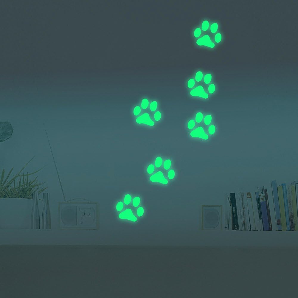 amazon com marsway cute paw print night luminous removable kids room wall decal glow in the dark decorative sticker baby