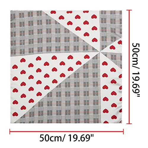 Allegra K 50cm Women Love Heart Silky Square Scarves Kerchief Neck Hair Scrunchies Scarf Neckerchief3
