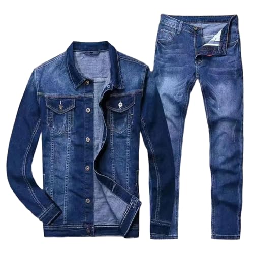 Men's Denim Two Piece Set Loose Fit Korean Style Casual