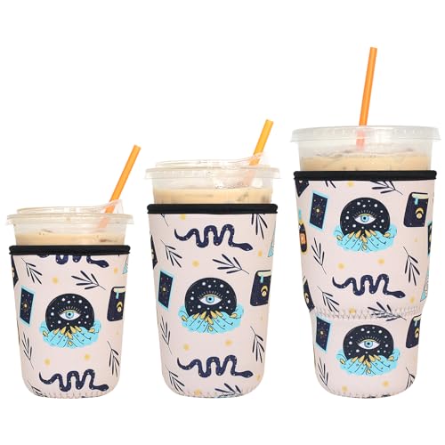 Image of 3 Pack Reusable Iced Coffee Sleeves - Xumbtvs Insulator Sleeve for Cold Beverages, Neoprene Coffee Cup Holder (Magic)
