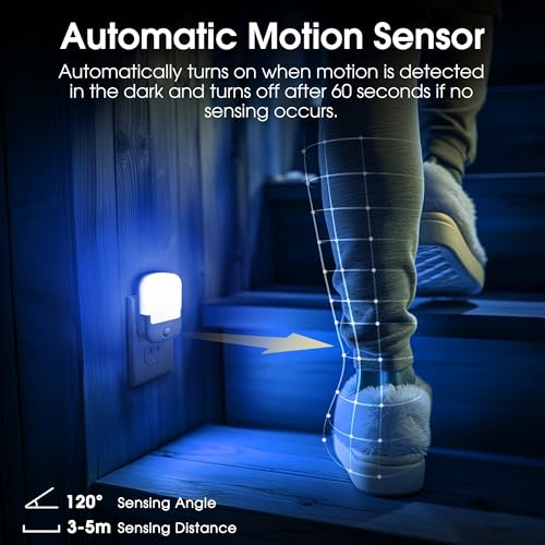 Image of Briignite Blue Motion Sensor Dusk to Dawn Dimmable Led Night Light 2Pack for Kids, Bedroom, Kid Room, Bathroom