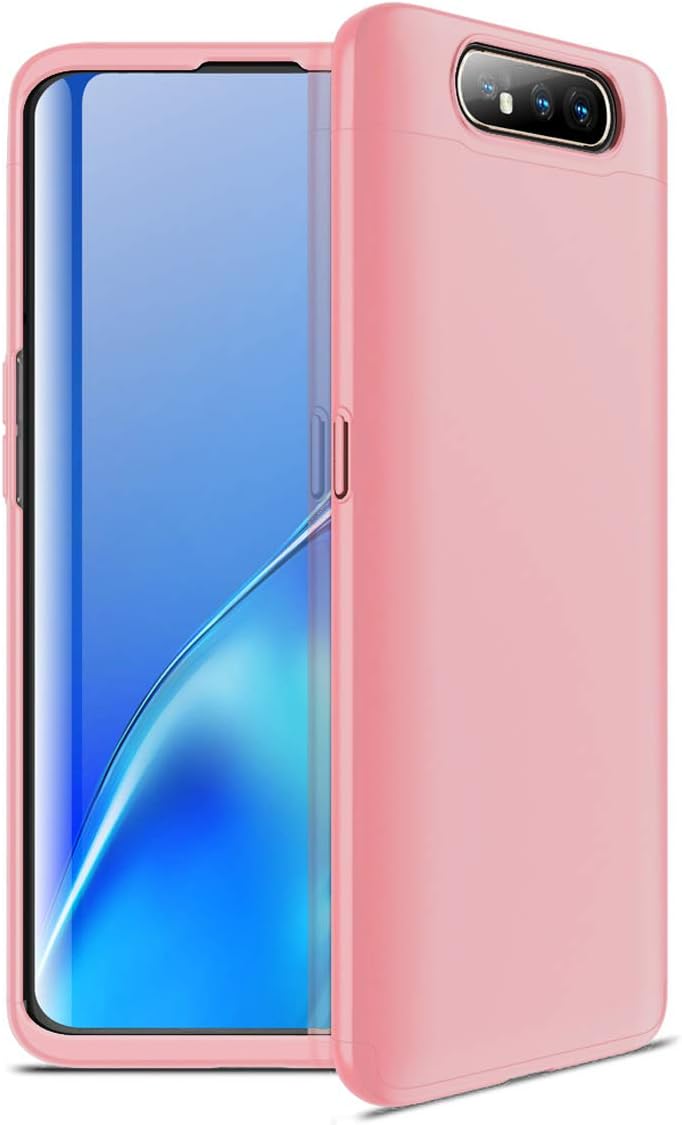 Case for Samsung Galaxy A80 360 Degrees Slim Thin Anti-Shock + Tempered Glass Case Cover Compatible with Samsung Galaxy A80 Hard Rigid Book Ultra Thin Full Matte Case Cover Rose Gold