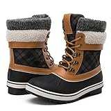 GLOBALWIN Women's Winter Snow Boots (7.5 D(M) US Women's, Black/Camel)