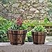 HAKKART Small Wooden Bucket Barrel Planters – 8 Inch 7 Inch Rustic Flower Planters Pots Boxes Container with Drainage Holes for Indoor Home Decor Small Plants, Brown Set of 2
