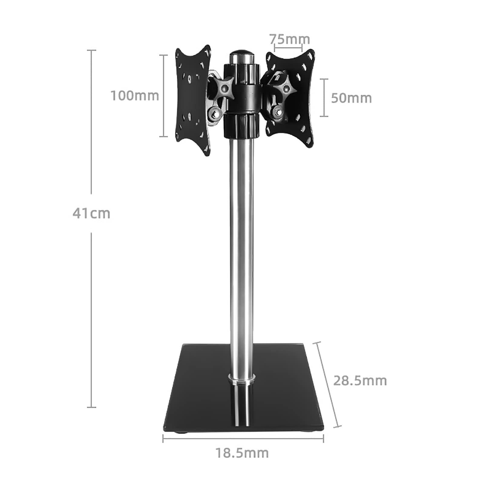 Supporto per Doppio Monitor, Supporto per Monitor Regolabile in Altezza per Schermi da 14 A 27 Pollici, con Base in Vetro Temperato, può Contenere Due Schermi.