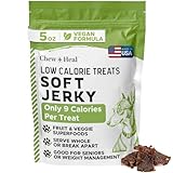 Chew + Heal Labs Low Calorie Dog Jerky Treats - 5 oz of Vegan Plant Based Natural Dog Treats with Chia Seeds, Fruits, and Vegetables - Good for Weight Management - Made in The USA